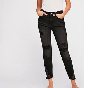 free people high wasted black skinny jeans